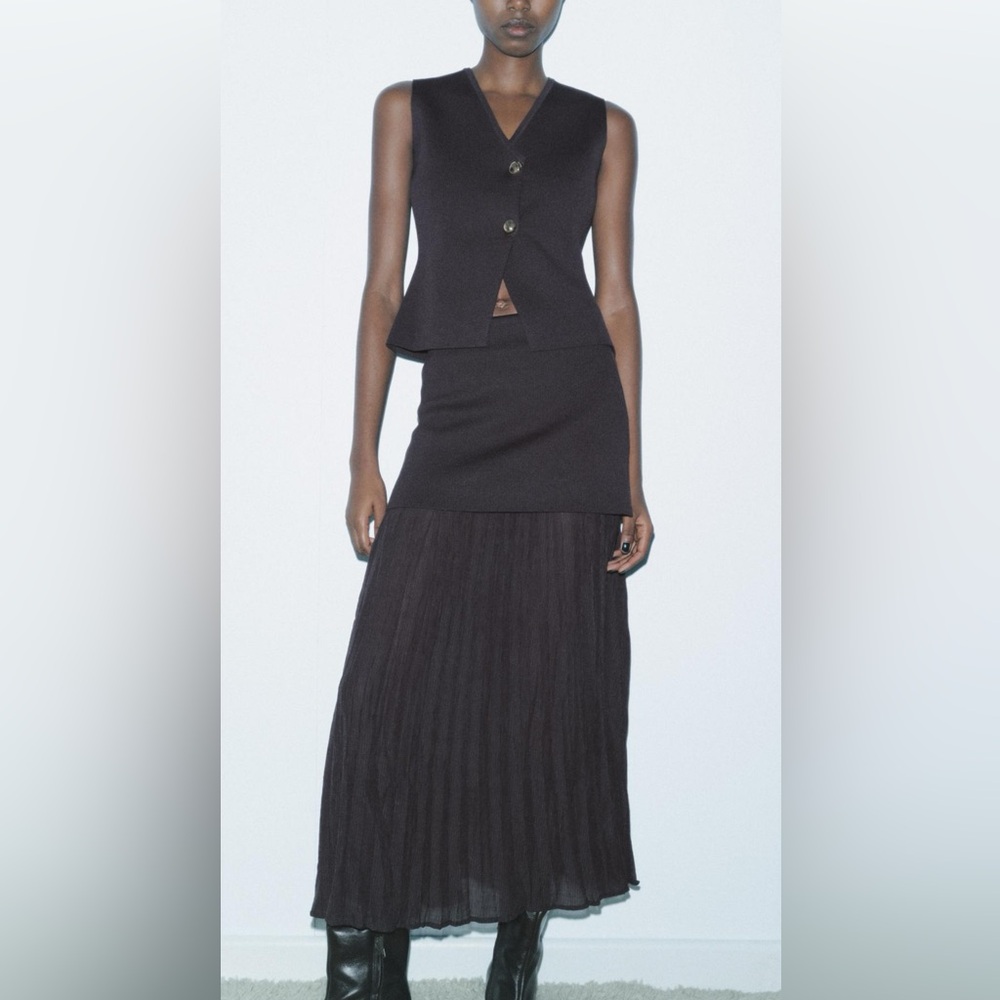 COPY - Zara pleated knit skirt and matching top